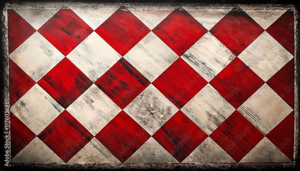 Fototapeta premium a vintage worn checkerboard pattern in red black and white