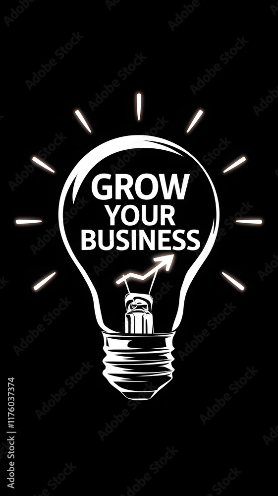 Grow Your Business Text Inside Minimalist Light Bulb Illustration with Bright Rays
Grow Your Business Text Inside Minimalist Light Bulb Illustration with Bright Rays