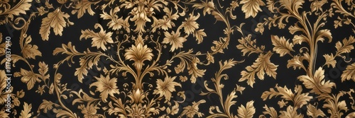 Damask floral pattern with golden vines and leaves,  designs,  gold