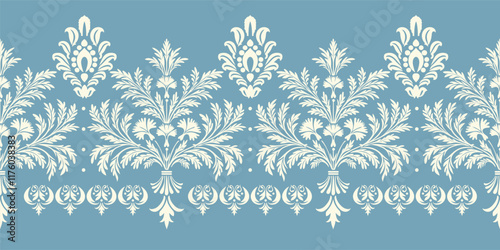floral pattern with paisley and indian flower motifs. damask style pattern for textile and decoration Traditional Scribble Style Hand Drawn Ikat Seamless Vector Pattern Trendy Fashion Colors Perfect
