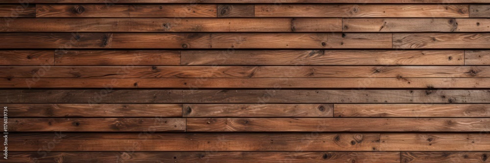 Distressed brown wood wall featuring a seamless pattern of wooden planks and knots , wood plank, cozy cabin Distressed brown wood wall featuring a seamless pattern of wooden planks and knots , wood plank, cozy cabin