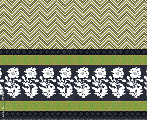 A modern take on floral prints with geometric divisions, offering a fresh, artistic approach to wallpaper and gift wrap designs.