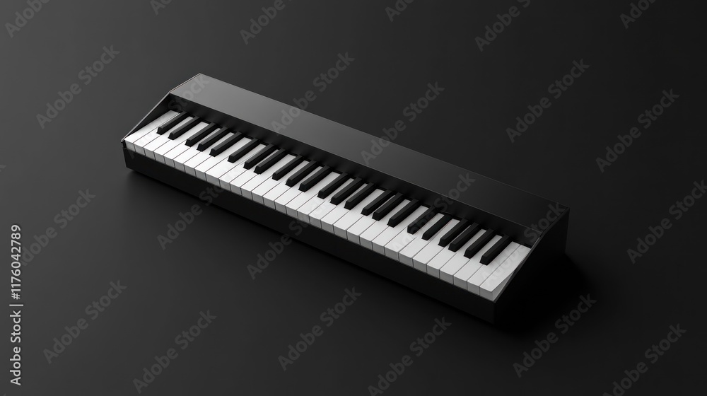 Sleek black digital keyboard on dark background.