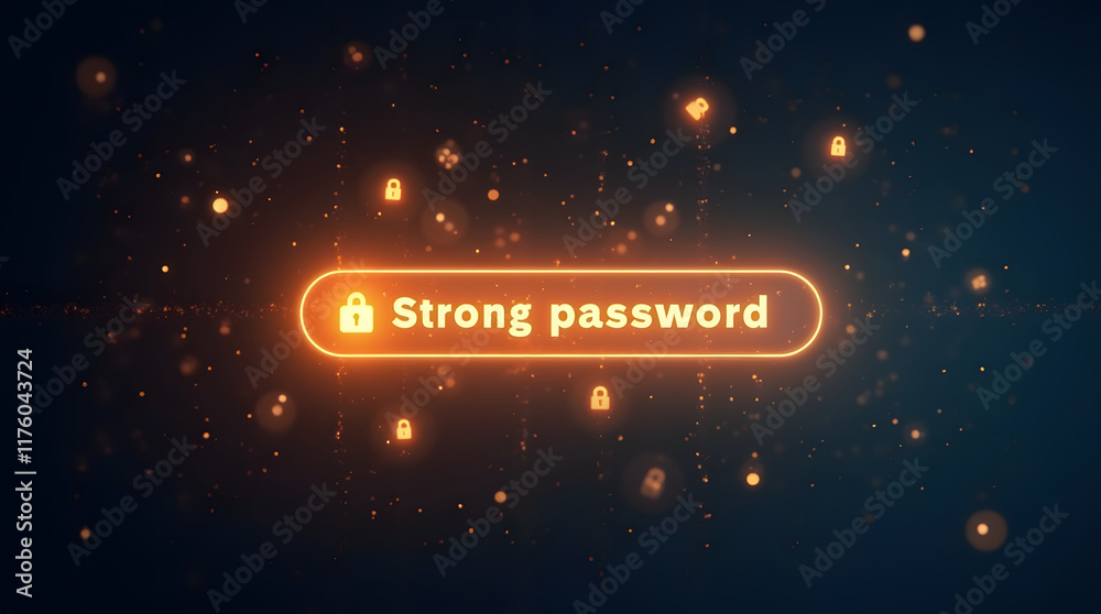 A glowing password field with a A glowing password field with a