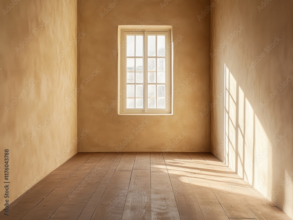 A room with a window and a wooden floor A room with a window and a wooden floor
