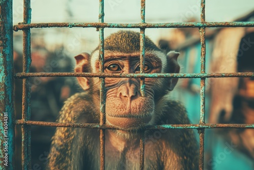 Caged monkeys and gibbons inhabit areas of animal exhibits. Gibbons dream of freedom outside their cages, striving to alleviate the loneliness stemming from wildlife trafficking