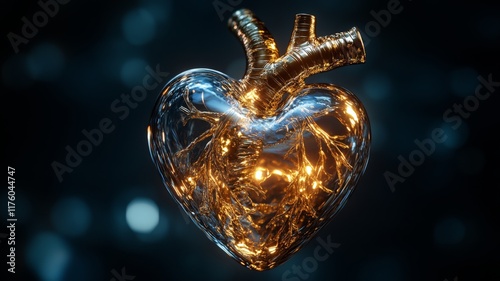 golden heart anatomy floating photo