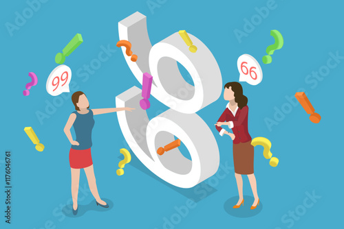 3D Isometric Flat Vector Illustration of Different Perspectives , Diverse Interpretations, Understanding Different Views