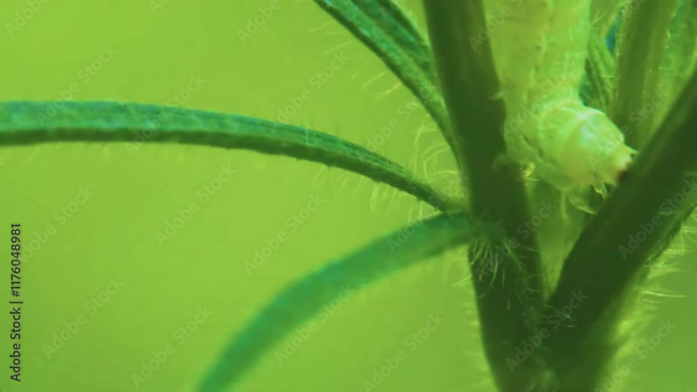 Close up of a Owlet moth caterpillar.