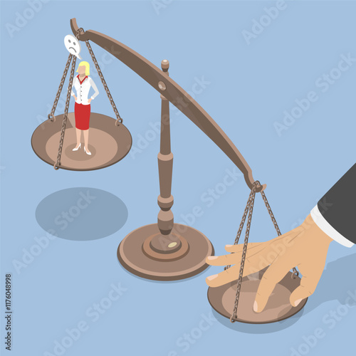 3D Isometric Flat Vector Illustration of Unfair Advantage, Political Corruption