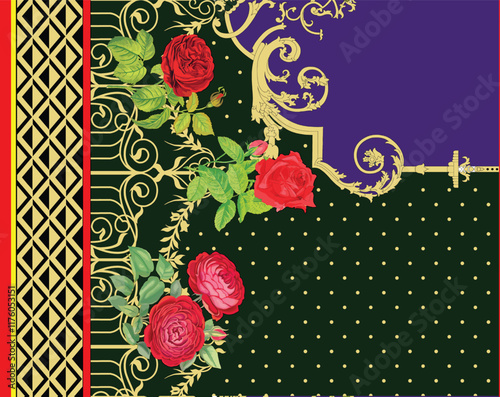 A dynamic  floral pattern infused with structured geometric shapes, ideal for contemporary wallpaper and gift wrapping.