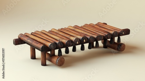 Wooden musical instrument, Balafon,  on beige background. photo