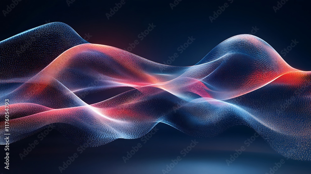 Fototapeta premium Abstract Red Blue Particle Wave Form Design