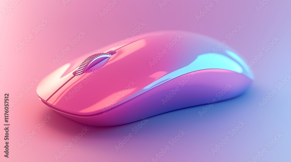 Pink wireless mouse on gradient background Pink wireless mouse on gradient background