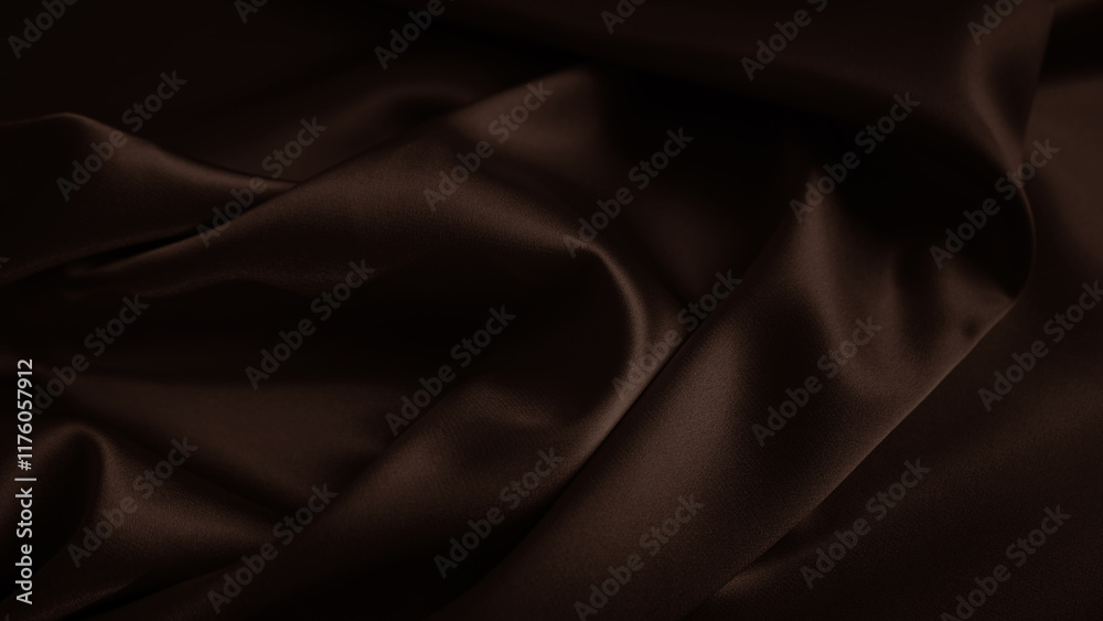 Black dark chocolate brown background. Silk satin fabric. Luxury elegant beauty premium rich. Shiny glitter shimmer silky. Drapery fold crease. Christmas birthday Valentine romance festival.
