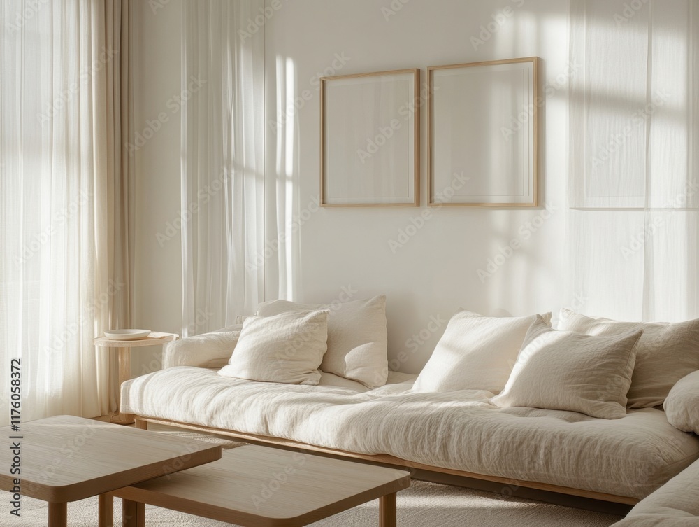 A white couch with pillows on it A white couch with pillows on it