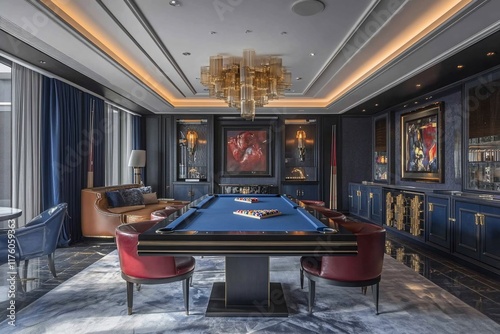 Wallpaper Mural Elegant game room featuring a billiards table and stylish furnishings. Torontodigital.ca