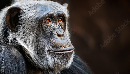 Close-Up of a Chimpanzee, Featuring Its Expressive Face and Intellect photo