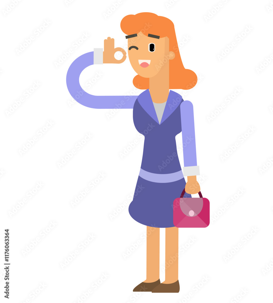business woman cartoon vector saying okay business woman cartoon vector saying okay
