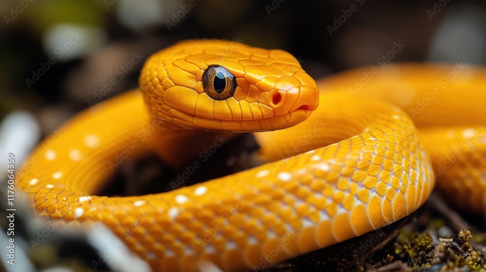 Close-up of a Yellow and White Spotted Snake Close-up of a Yellow and White Spotted Snake
