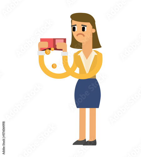 Vector illustration of business woman with money, cute cartoon illustration