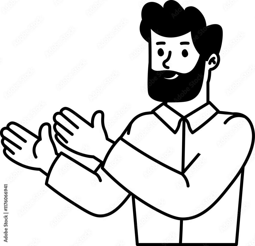 Doodle Boy Character Of Clapping Hands Doodle Boy Character Of Clapping Hands