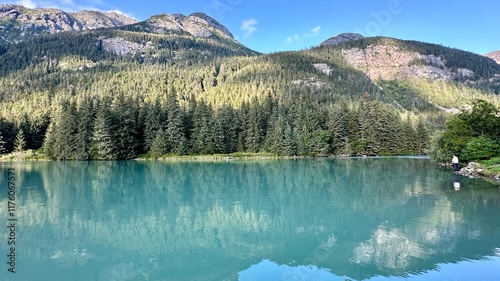 Fishing on the beautiful Chilkoot Lake,, Haines Alaska. Salmon. Wildlife.  photo
