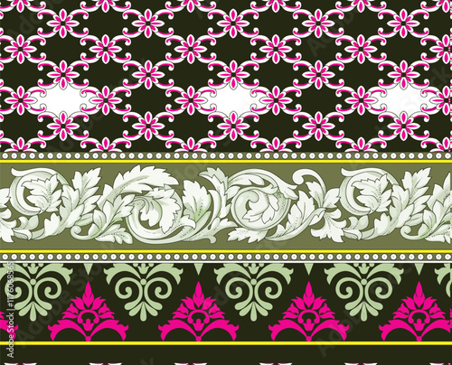 A fusion of Art elegance with geometric floral patterns, creating an upscale design for wallpaper and sophisticated gift wrap.