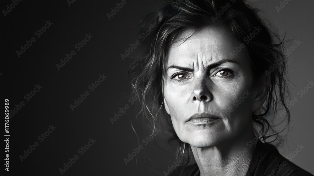 Fototapeta premium A womans intense facial expression conveys strong emotion