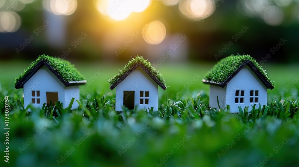 Eco-Friendly Homes: Green Roof Houses in Lush Grass Eco-Friendly Homes: Green Roof Houses in Lush Grass