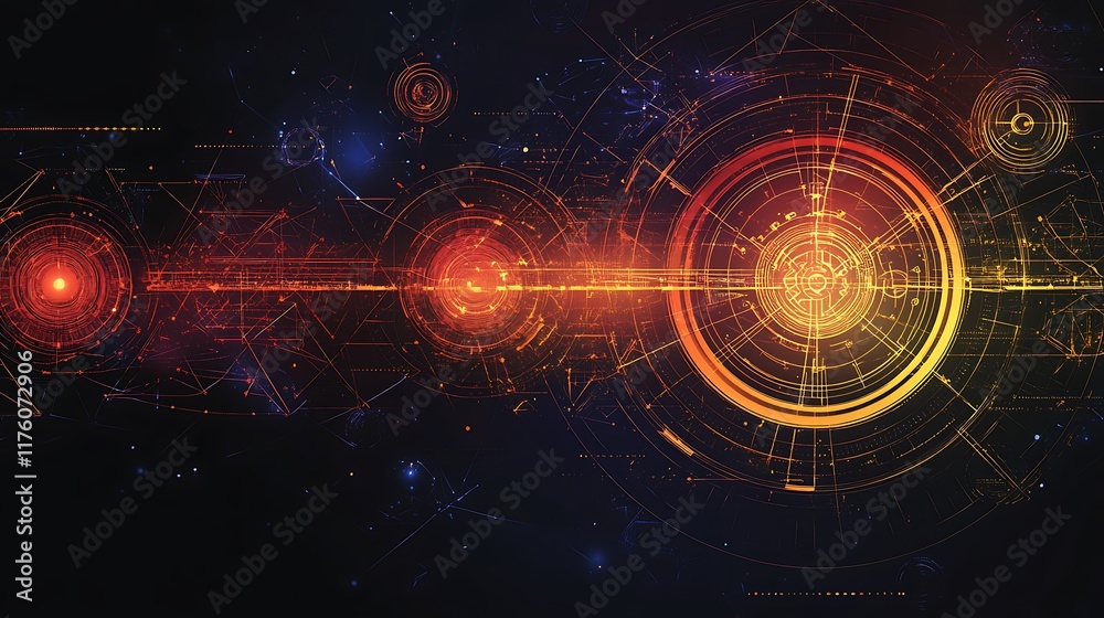 Fototapeta premium Abstract Digital Interface Design With Glowing Circles