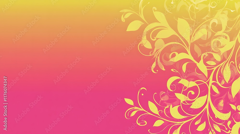 Yellow Floral Design on Pink Gradient Background Yellow Floral Design on Pink Gradient Background