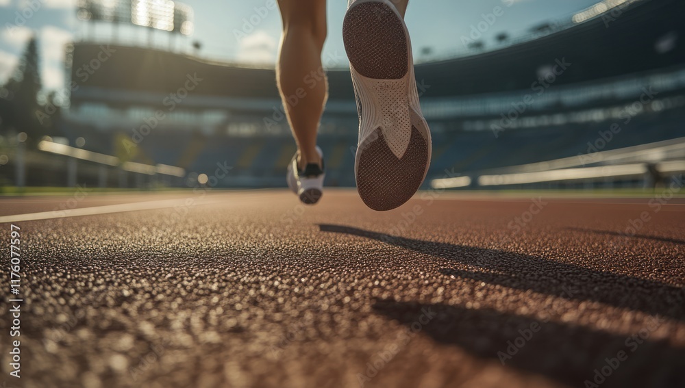 Fototapeta premium Closeup of a Runner's Foot on a Track