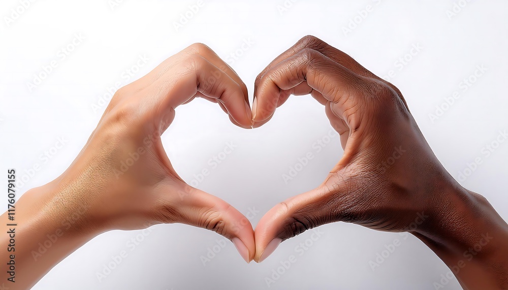 Two hands form a heart shape against a white background, symbolizing love and affection. Two hands form a heart shape against a white background, symbolizing love and affection.