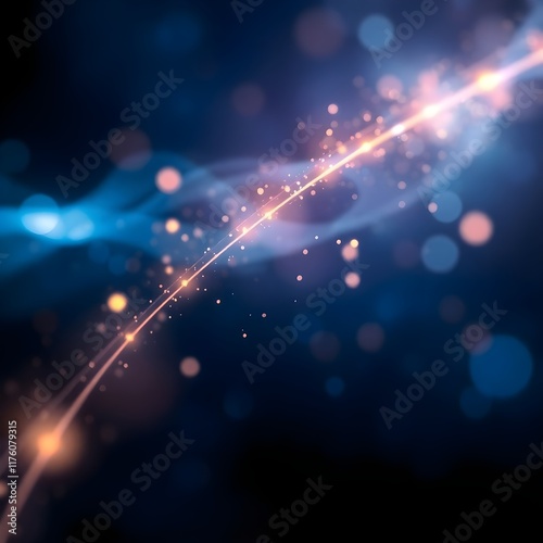 Dark blue and glow particle abstract background Generative AI 