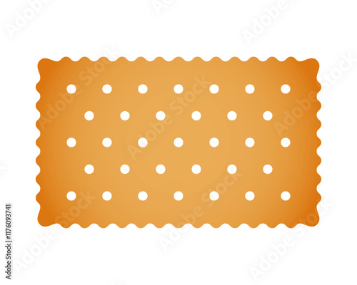 Crispy cracker. Sweet or salty biscuit cookie in rectangle shape. Crunchy snack isolated on white background. Vector cartoon illustration.