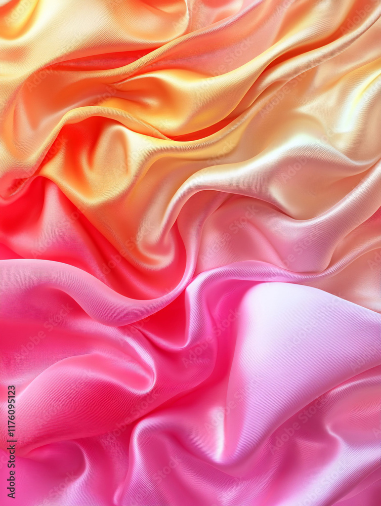 Fototapeta premium Soft, flowing silk fabric in a gradient of warm and cool pastel colors.
