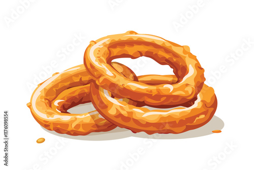 Golden Fried Onion Rings with Aioli isolated illustration