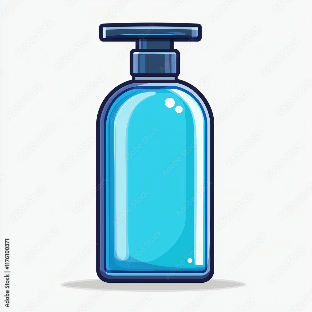 Blue pump bottle illustration. Soap and shampoo container design Blue pump bottle illustration. Soap and shampoo container design