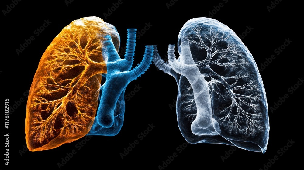 Detailed 3D Render of Human Lungs Anatomy Bronchi Alveoli Airways Respiratory System Detailed 3D Render of Human Lungs Anatomy Bronchi Alveoli Airways Respiratory System
