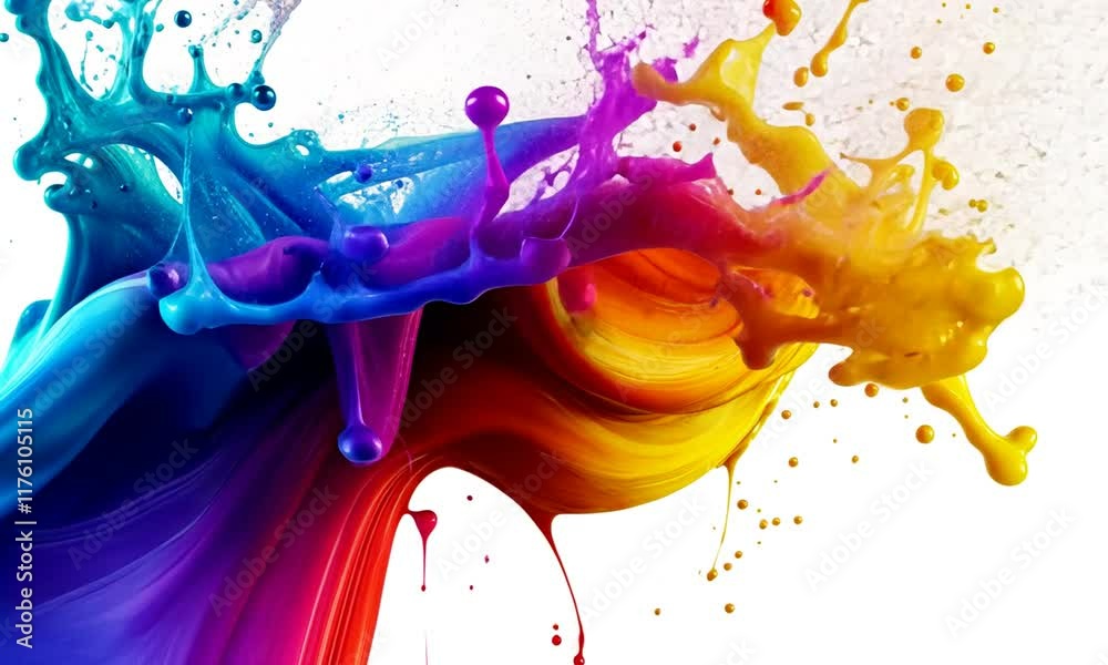Vibrant Rainbow Paint Splash: An explosion of color