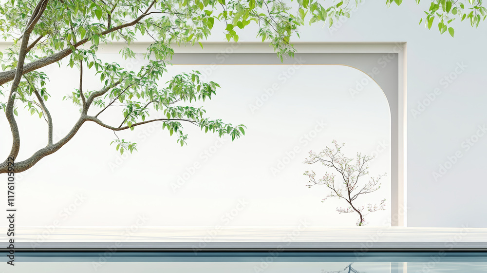 Obraz premium Chinese style garden architecture background e-commerce product exhibition booth