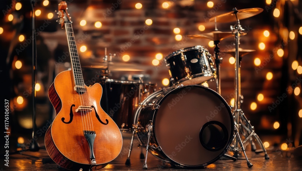 Fototapeta premium Jazz Instrument Setup in a Warm Ambient