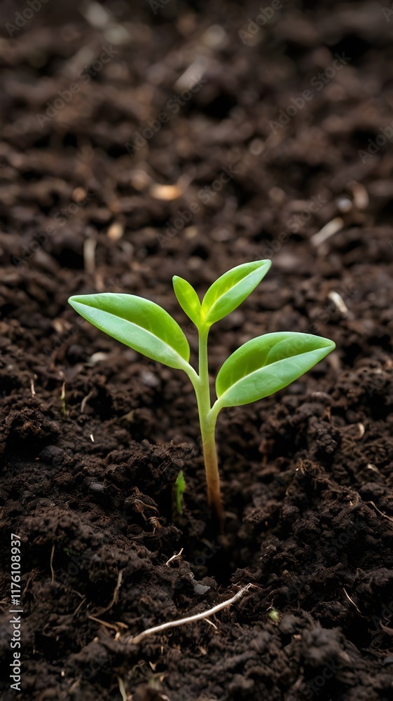 Fototapeta premium Seedling plant sprout soil spring nature gardening
