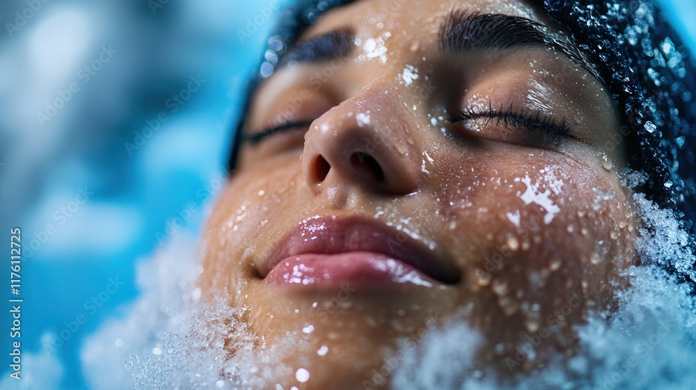 A serene underwater portrait capturing the peaceful expression on a person's face, evoking a sense of calmness and tranquility, ideal for illustrating depth and human emotion. A serene underwater portrait capturing the peaceful expression on a person's face, evoking a sense of calmness and tranquility, ideal for illustrating depth and human emotion.