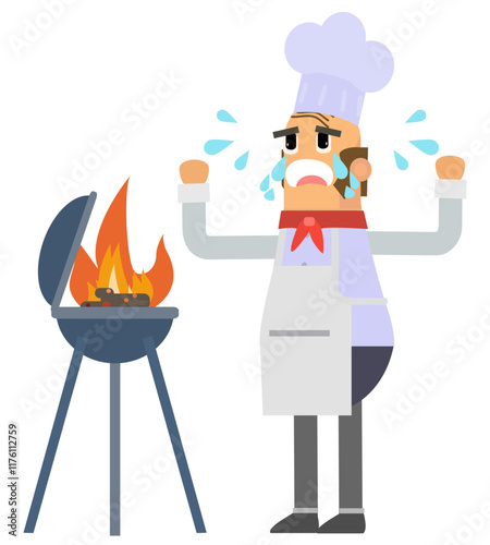 Male chef character vector illustration, cute cartoon illustration