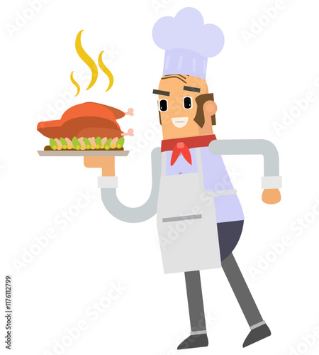 Male chef character vector illustration, cute cartoon illustration