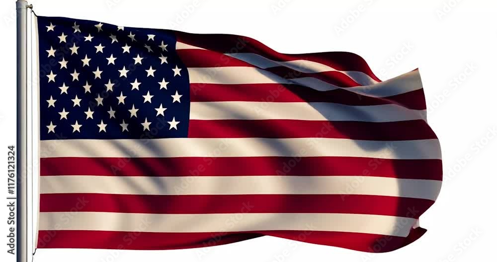 United States flag waving seamless looping animation, perfect for any project related to the USA, American patriotism, or national events. Smooth motion and high-resolution detail.