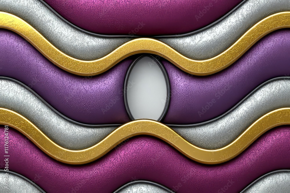 Obraz premium Abstract Metallic Wave Pattern Design with Central Void