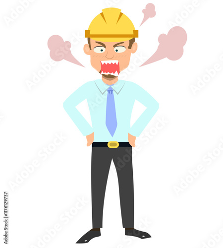 cute architect cartoon illustration, male architect cartoon character